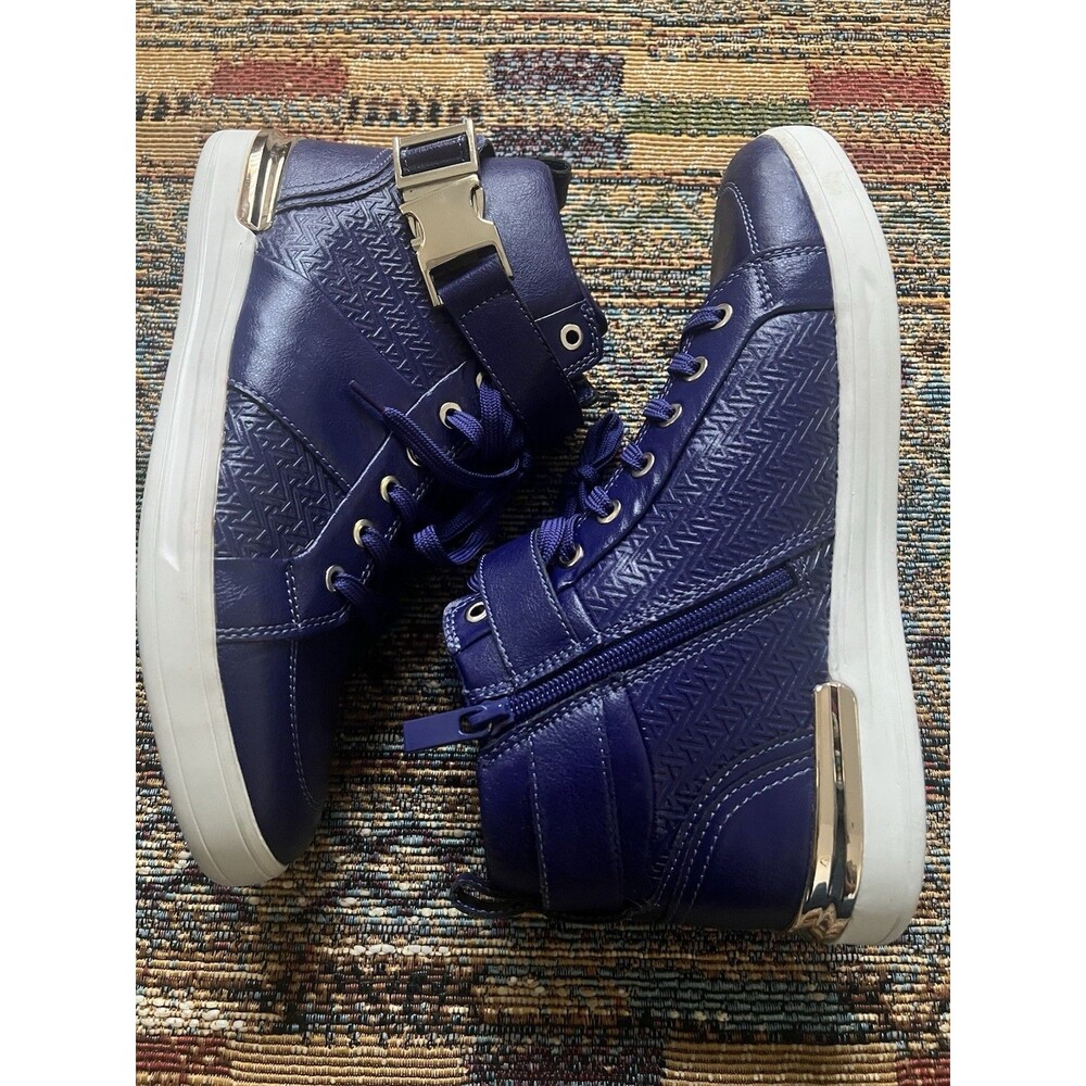 ALDO Brauer Men’s High Top Sneakers Blue W/Gold Size 9 NEW!